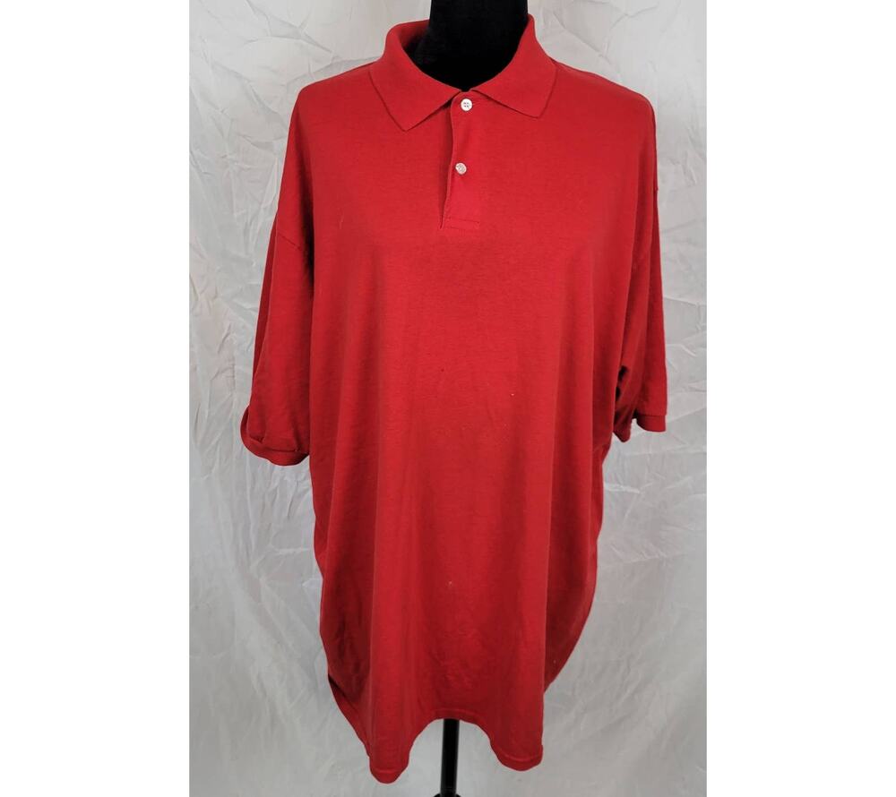 Jerzees Red Polo Shirt Button Up Men's 2XL